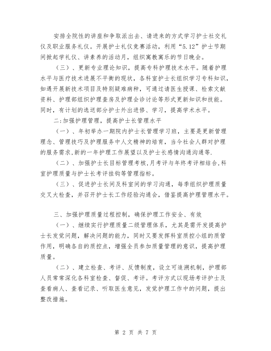 2024年护理工作思路范文与2024年护理工作规划范文汇编_第2页