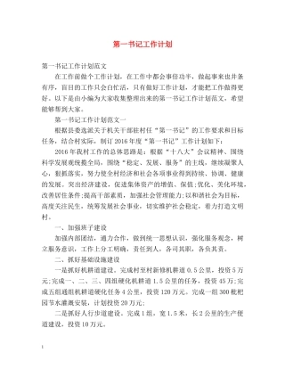 第一书记工作计划 