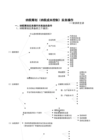 企业纳税筹划（纳税成本控制）实务操作