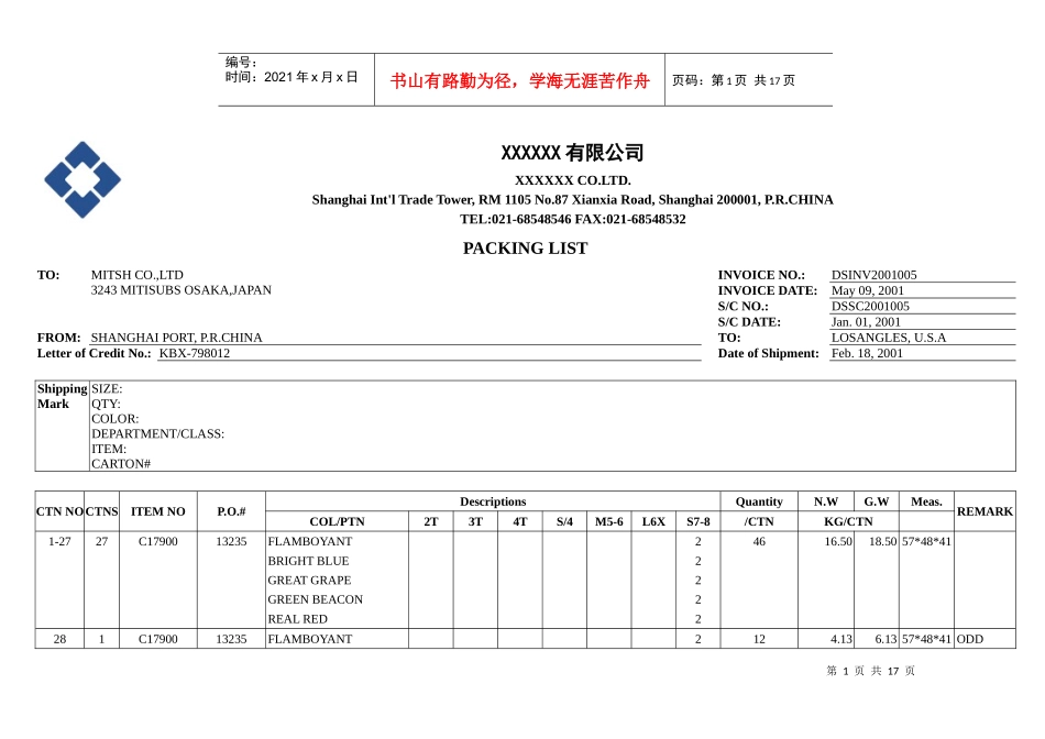报关_明细装箱单_第1页