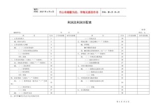 某公司财务部利润及利润分配表