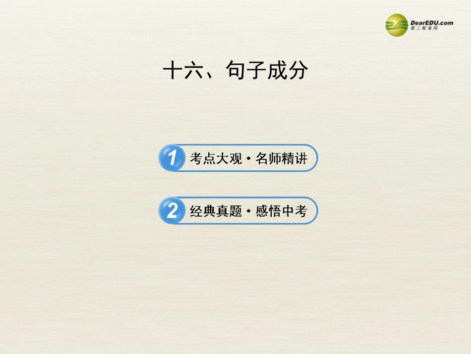 【全程复习方略】2013版中考英语语法专项案十六句子成分课件冀教版_第1页