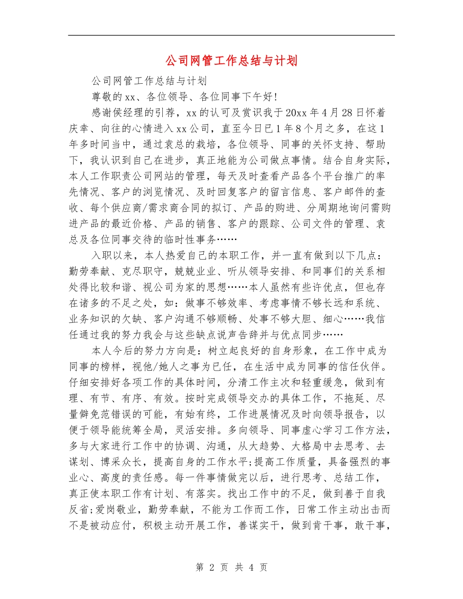 公司网管工作总结与计划_第2页