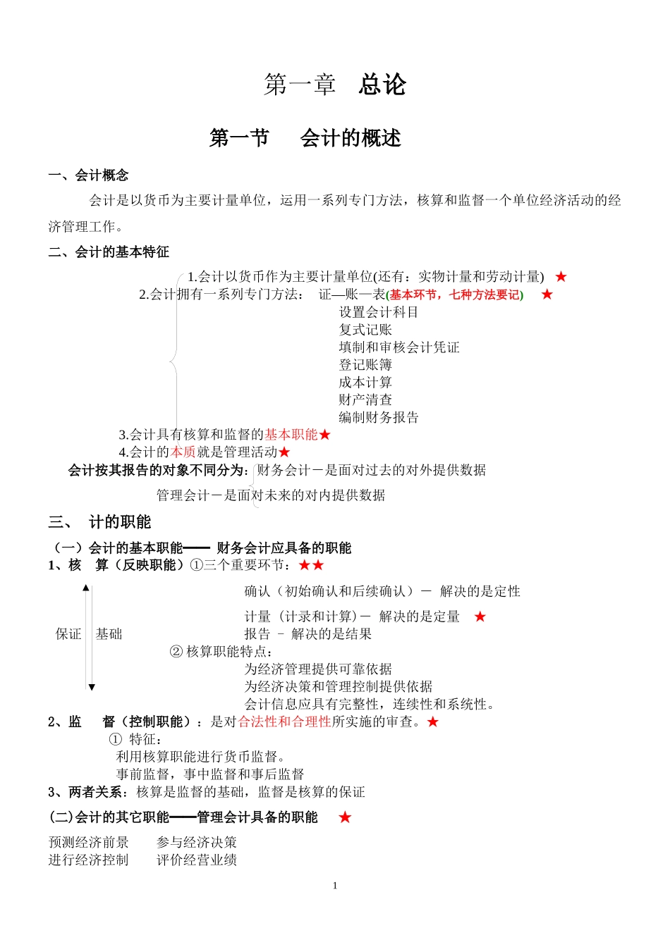 X年会计基础讲义(考试必直接打印版)_第1页