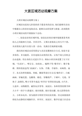 大班区域活动观摩方案