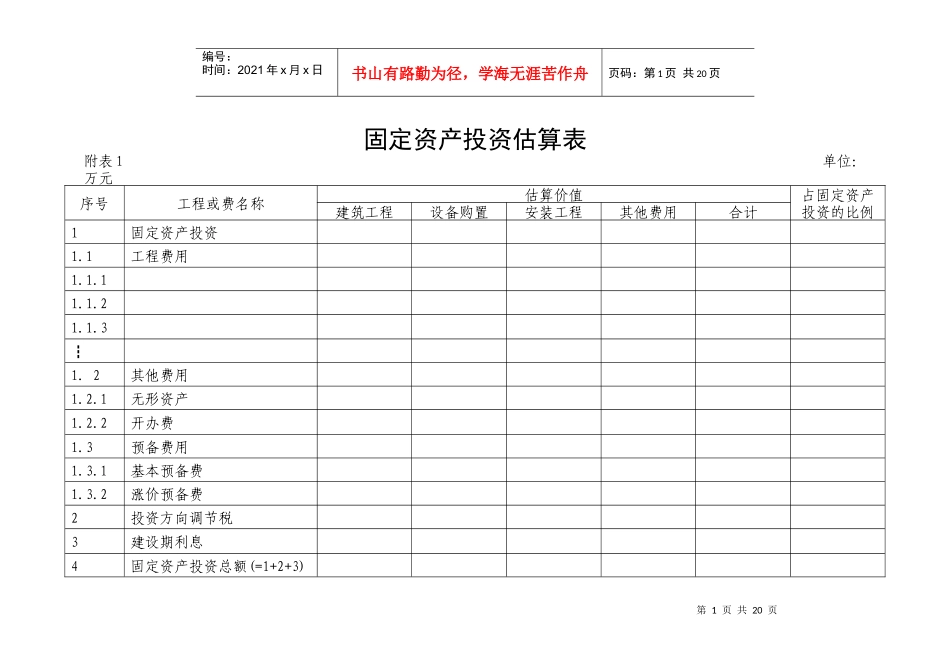 2995-投资估算表格_第1页