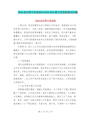 2024会计师工作总结与2024会计师工作总结范文汇编