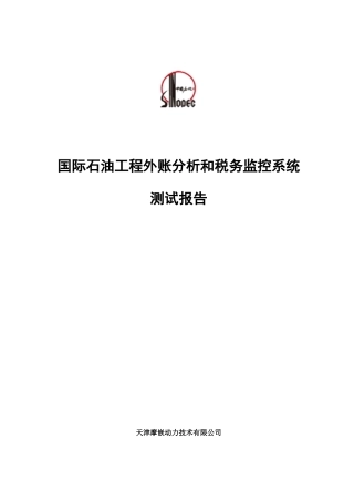 国际石油工程公司外帐分析和税务监控系统测试报告