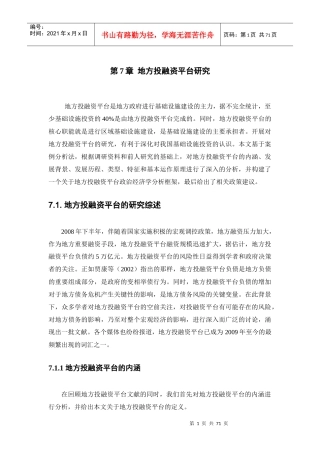 张跃+地方投融资平台研究
