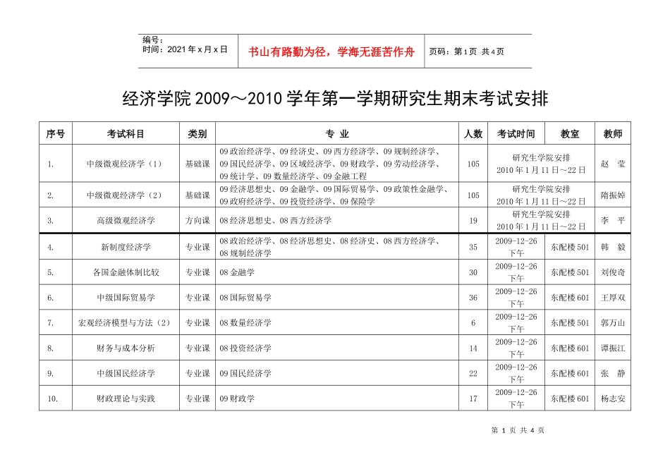 经济学院期末考试安排doc-辽宁大学_第1页