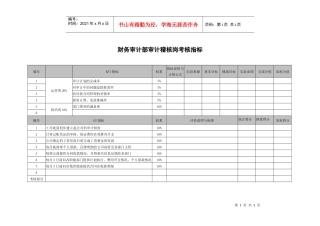武汉天澄环保科技公司财务审计部审计稽核考核指标