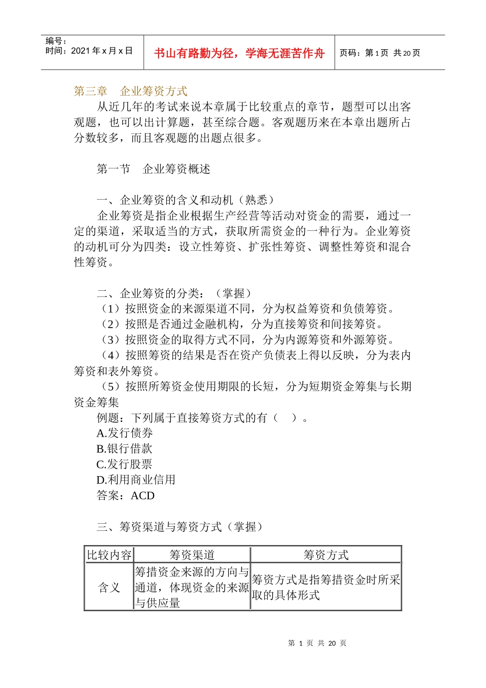 企业筹资的种类讲解_第1页