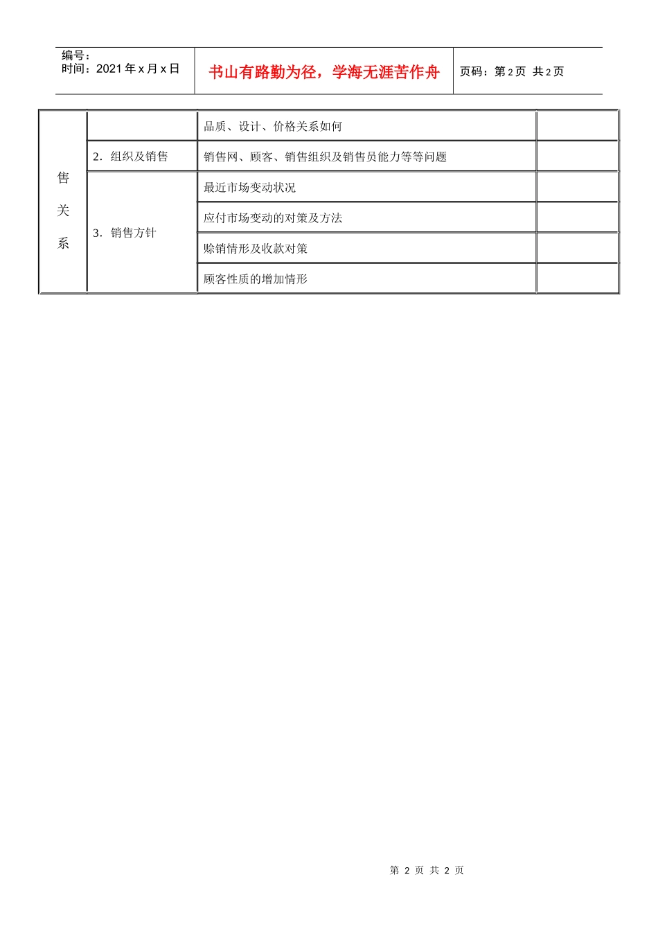 【财务表格】综合管理调查表（一）_第2页