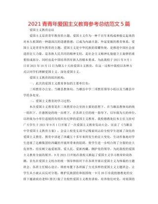 青少年爱国主义教育参考总结范文5篇