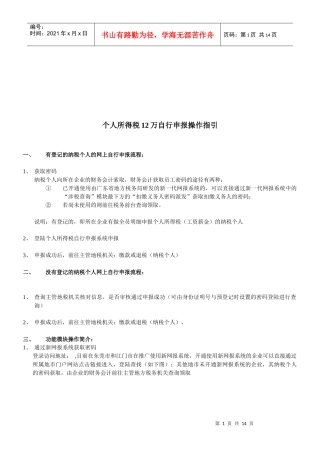 个人所得税网上自行申报操作指引
