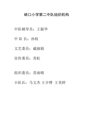 峡口小学第二中队组织机构