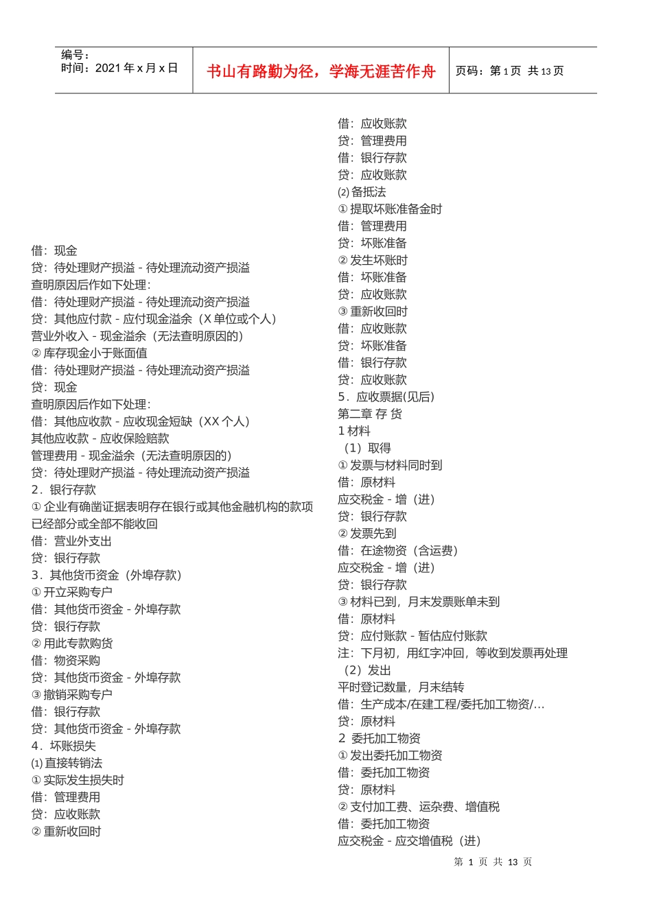 最新会计分录汇总_第1页