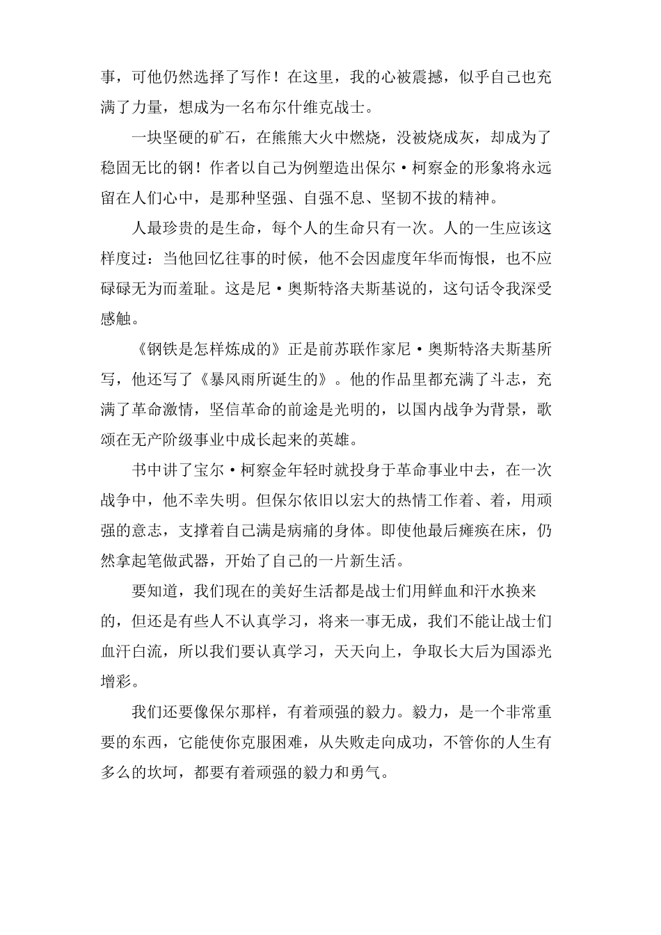 钢铁是怎样炼成的读后感600字五篇_第2页