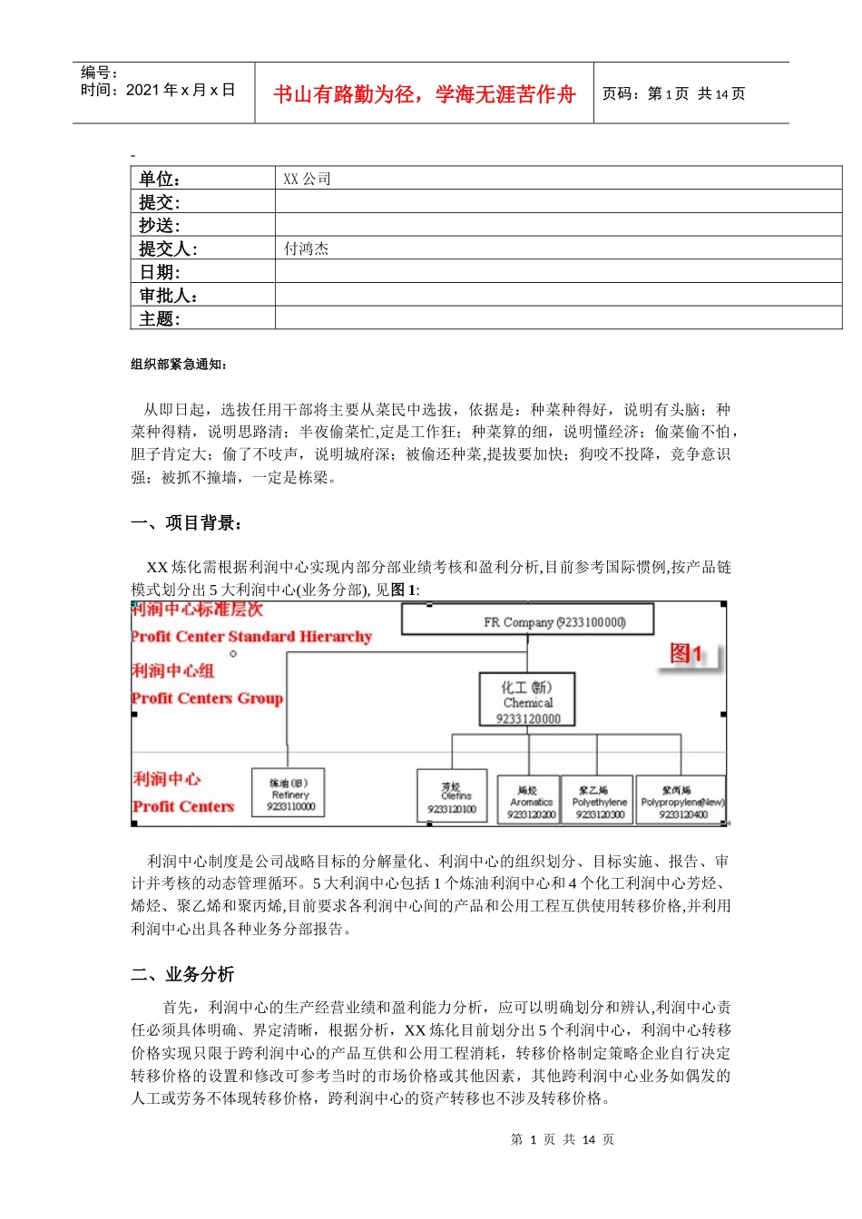 利润中心制度实施总体方案KD_第1页