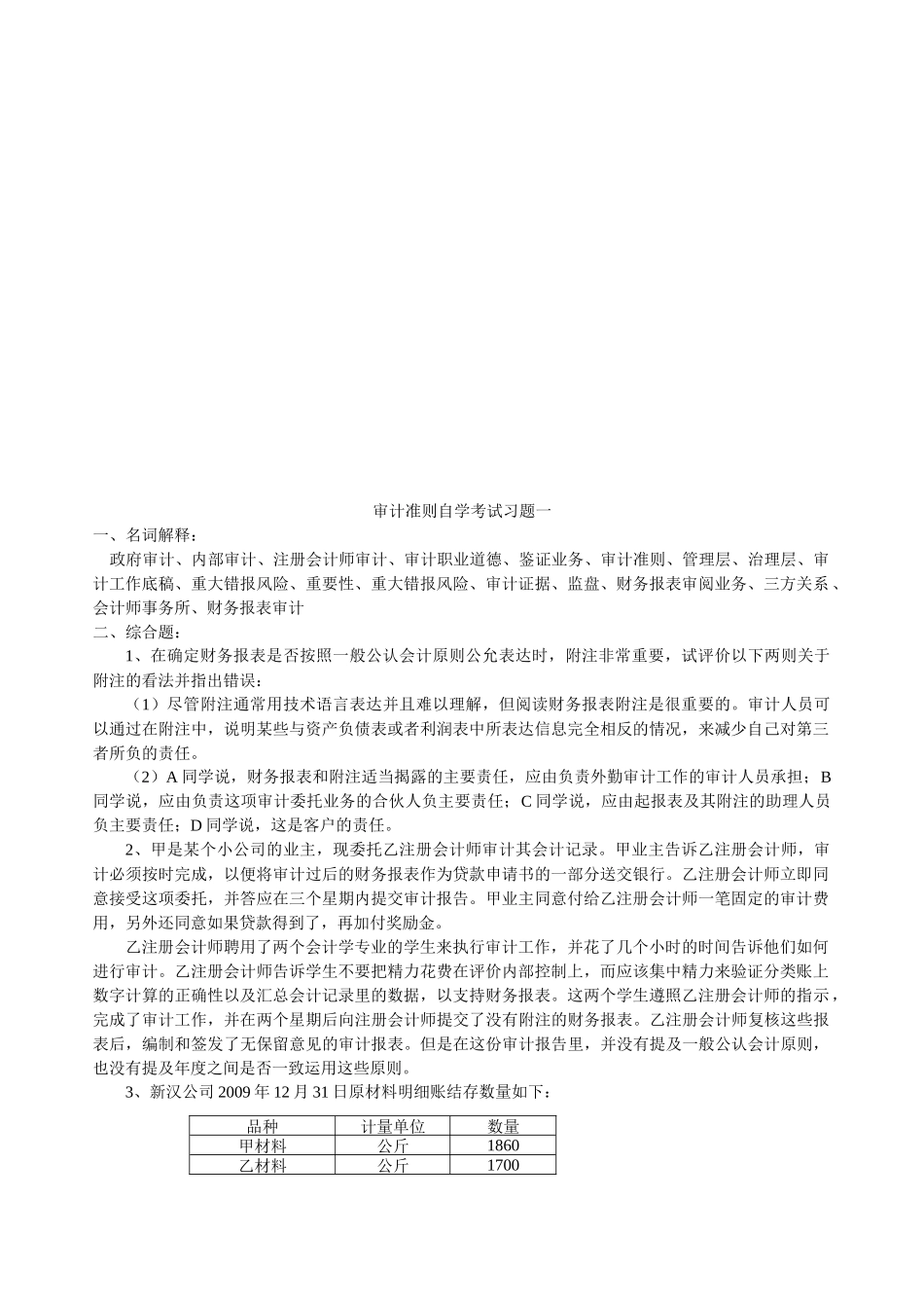 审计准则自学考题_第1页