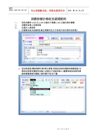 消费券会计帐收支处理范例
