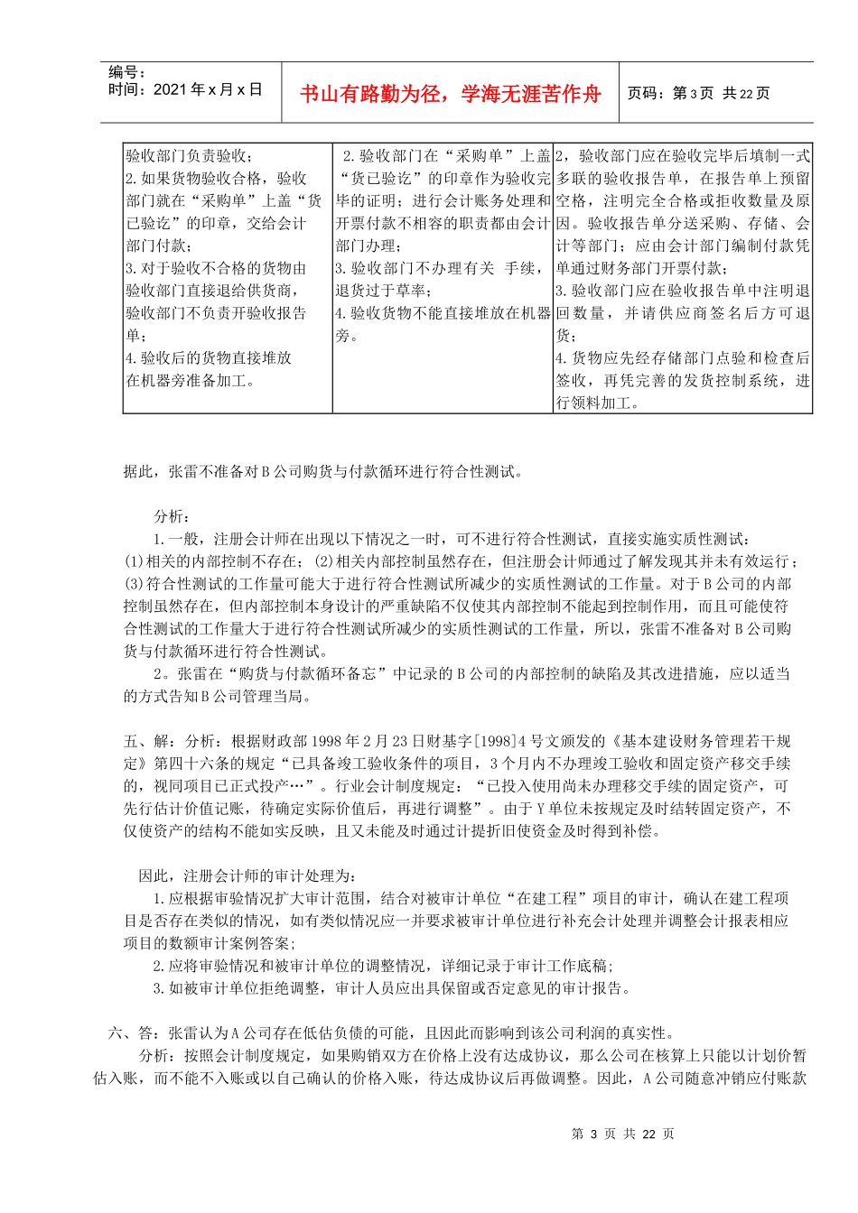 财务审计案例练习答案_第3页