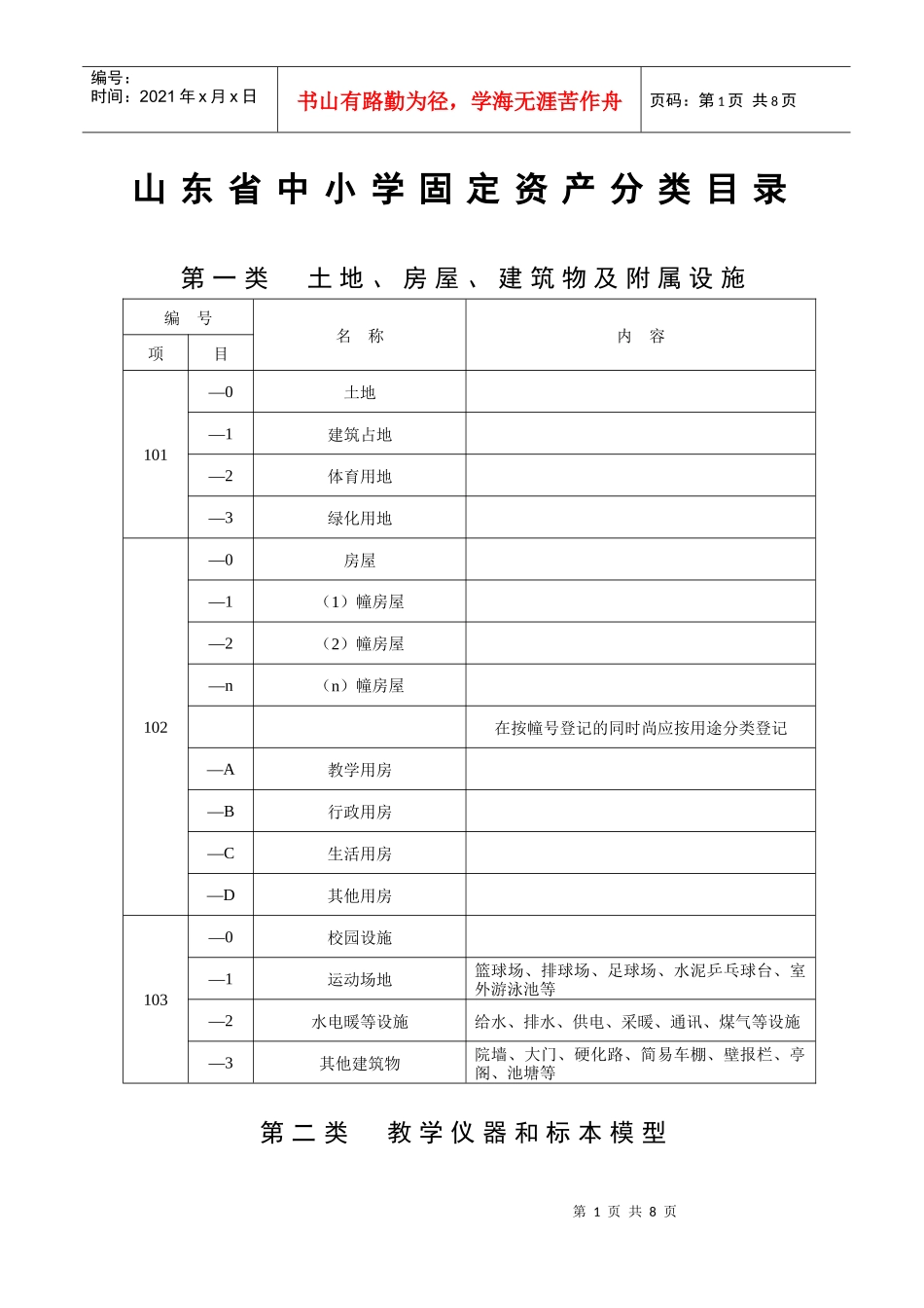 山东省中小学固定资产分类目录_第1页