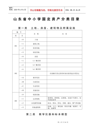 山东省中小学固定资产分类目录