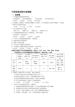 中国资源的跨区域调配