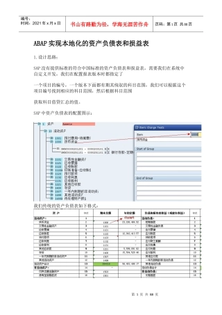 ABAP实现本地化的资产负债表和损益表