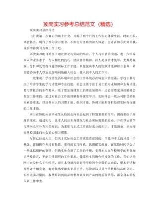 顶岗实习参考总结范文（精选）