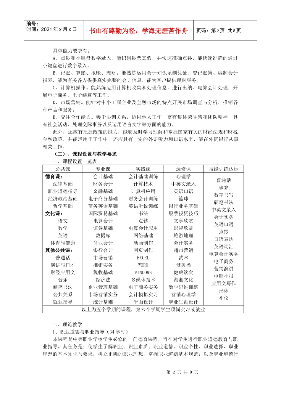 会计专业建立模块式课程体系的探讨_第2页