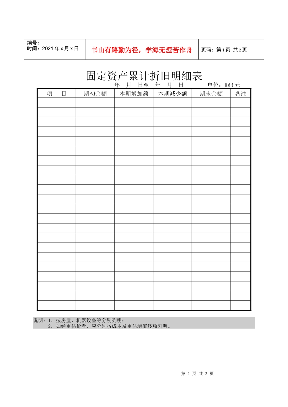 地方部门固定资产累计折旧明细表_第1页