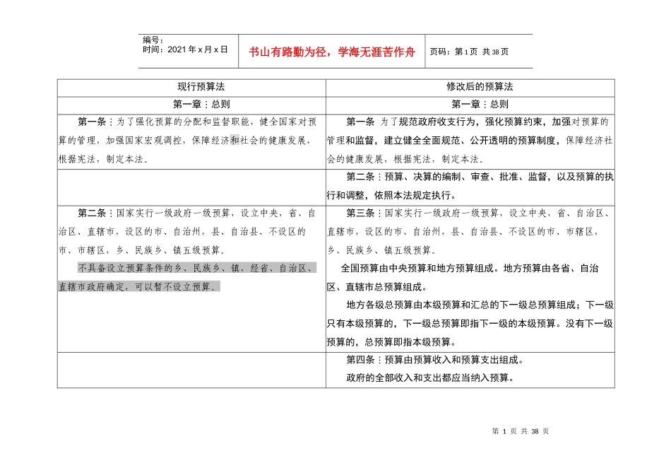 新旧预算法对照表_第1页