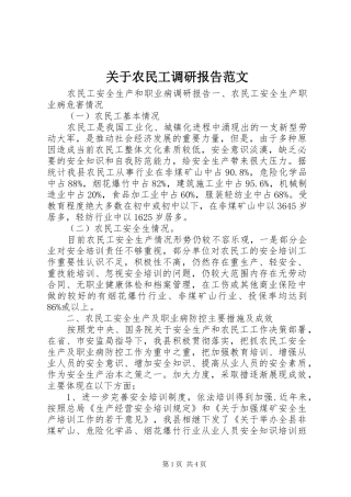 关于农民工调研报告范文