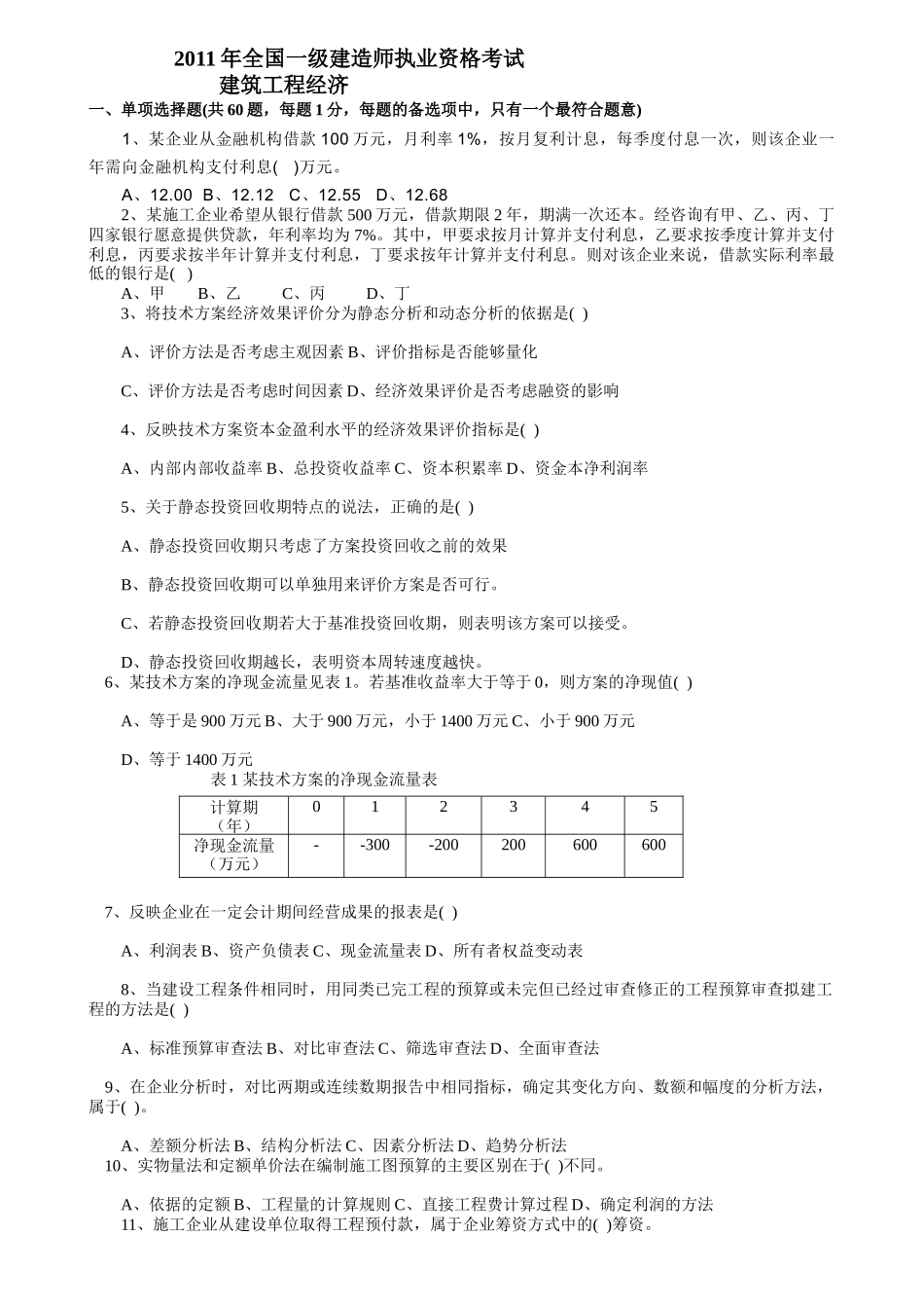 全国一级建造师执业管理与财务知识考试分析_第1页