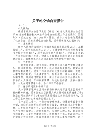 关于吃空饷自查报告
