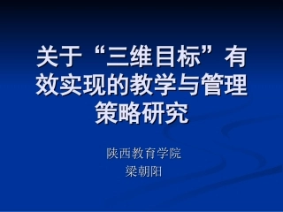 关于“三维目标”有效实现的教学与管理策略研究