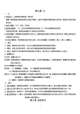 最新人教版2013八年级物理下学期知识点总结