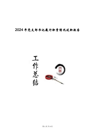 2024年党支部书记履行职责情况述职报告