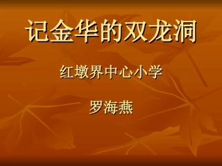 记金华的双龙洞