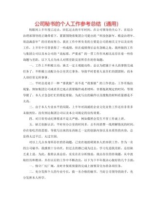 公司秘书的个人工作参考总结（通用）