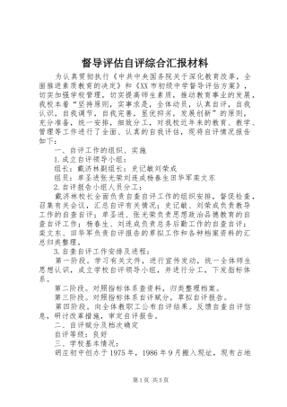 督导评估自评综合汇报材料