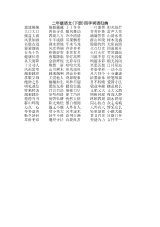 二年级语文下册四字词语归纳