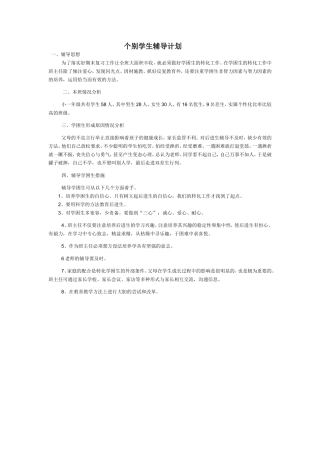 个别学生辅导计划