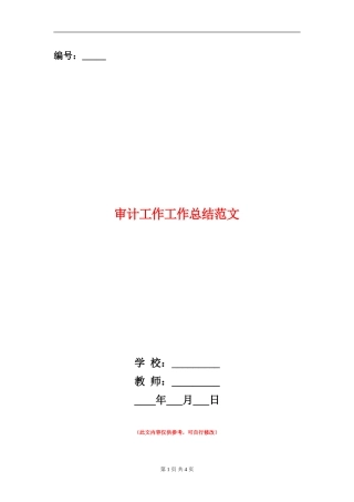 审计工作工作总结范文