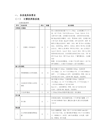 弱电设计、采购各系统具体要求