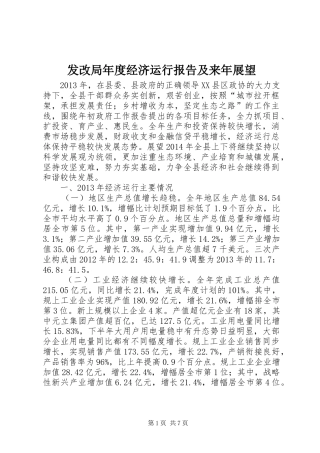 发改局年度经济运行报告及来年展望