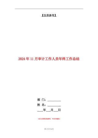 2024年11月审计工作人员年终工作总结