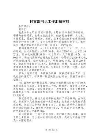 村支部书记工作汇报材料